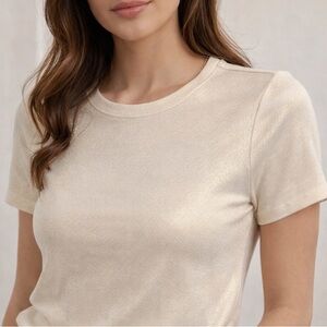 NEW! Express Women’s Metallic Shimmer Short Sleeve Crew Tee | Size Medium (M)